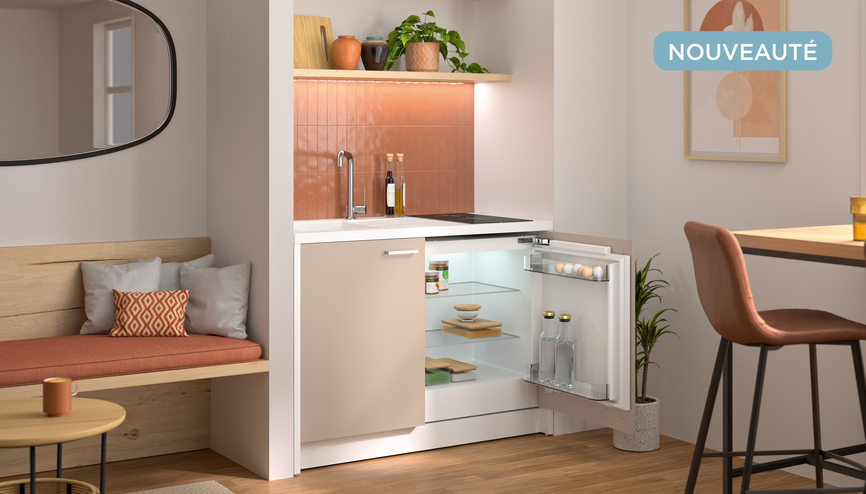 Cusinette Onelia 120 ouverte argile